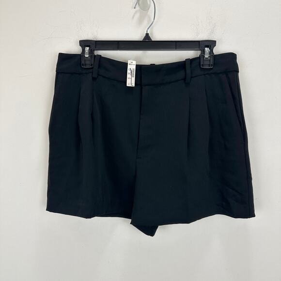 Madewell Easy Pleated Trouser Shorts Crepe Jet Black Relaxed Classic US 4 NWT - Picture 6 of 13